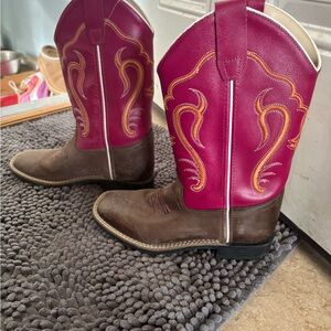 Old West Cream and Pink Western Boots